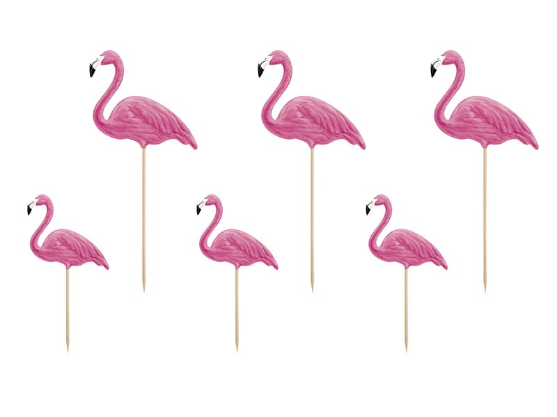 Feestbazaar Toppers Flamingo set 6 stuks
