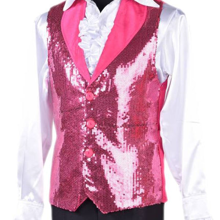 Feestbazaar Toppers Pailletten Gilet Roze Heren