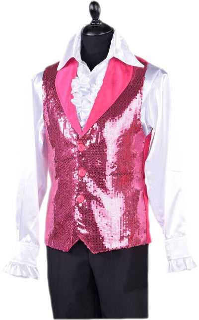 Feestbazaar Toppers Pailletten Gilet Roze Heren