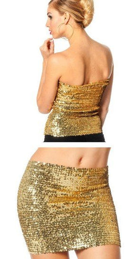 Feestbazaar Top/Rok Pailletten Goud