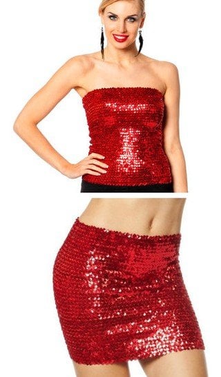 Feestbazaar Top/Rok pailletten rood