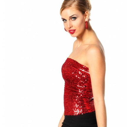 Feestbazaar Top/Rok pailletten rood