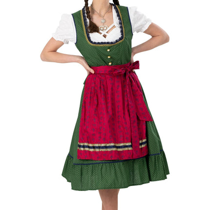 Feestbazaar Traditionele Oktoberfest Dirndl Groen/Rood Kristin