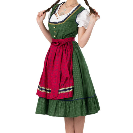 Feestbazaar Traditionele Oktoberfest Dirndl Groen/Rood Kristin