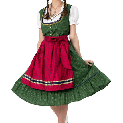 Feestbazaar Traditionele Oktoberfest Dirndl Groen/Rood Kristin