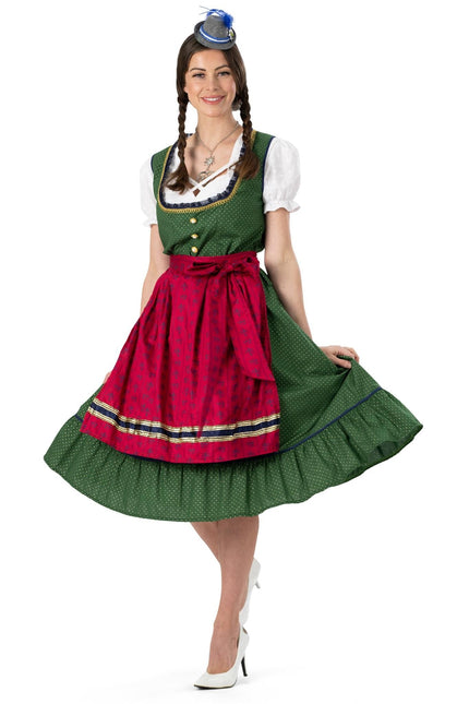 Feestbazaar Traditionele Oktoberfest Dirndl Groen/Rood Kristin