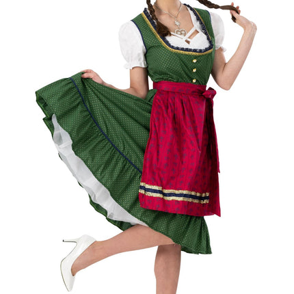 Feestbazaar Traditionele Oktoberfest Dirndl Groen/Rood Kristin