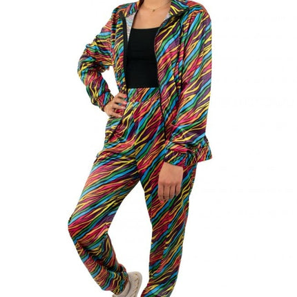 Feestbazaar Trainingspak Dames 80`s Zebra Rainbow