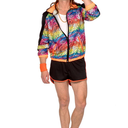 Feestbazaar Trainingspak Dierenprint Regenboog Kort Man