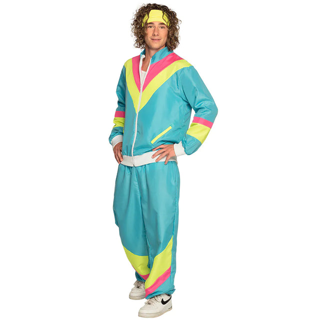 Feestbazaar Trainingspak Retro Dude Neonblauw