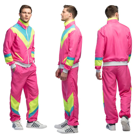 Feestbazaar Trainingspak Retro Dude Neonroze