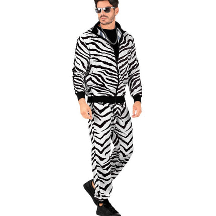 Feestbazaar Trainingspak Zebra Zwart/Wit Unisex