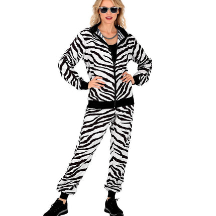 Feestbazaar Trainingspak Zebra Zwart/Wit Unisex