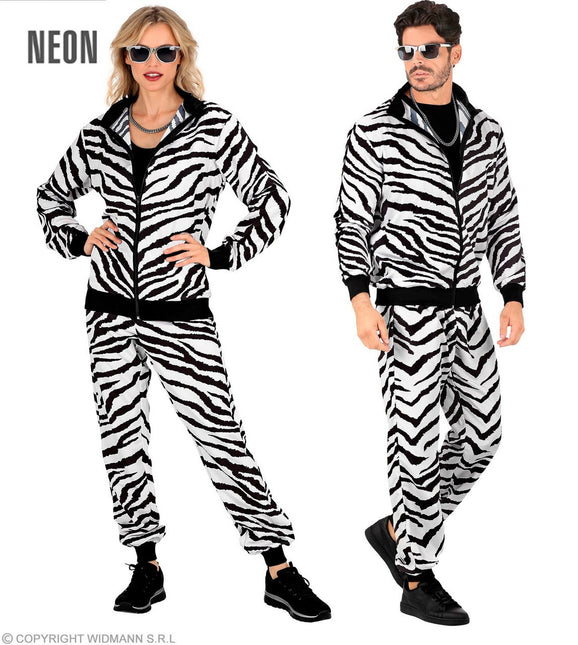 Feestbazaar Trainingspak Zebra Zwart/Wit Unisex