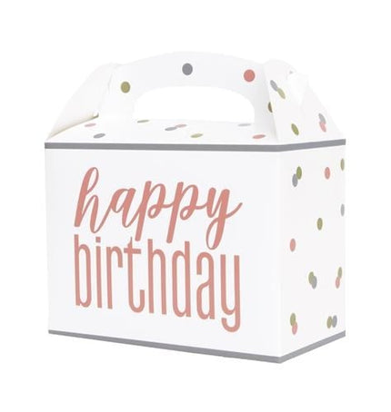 Feestbazaar Traktatiebox Happy Birthday Rose Goud (6st)