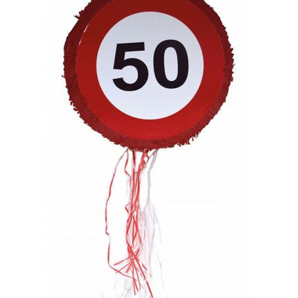 Feestbazaar Trekpiñata Verkeersbord 50 Jaar