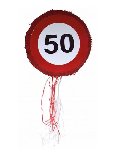 Feestbazaar Trekpiñata Verkeersbord 50 Jaar