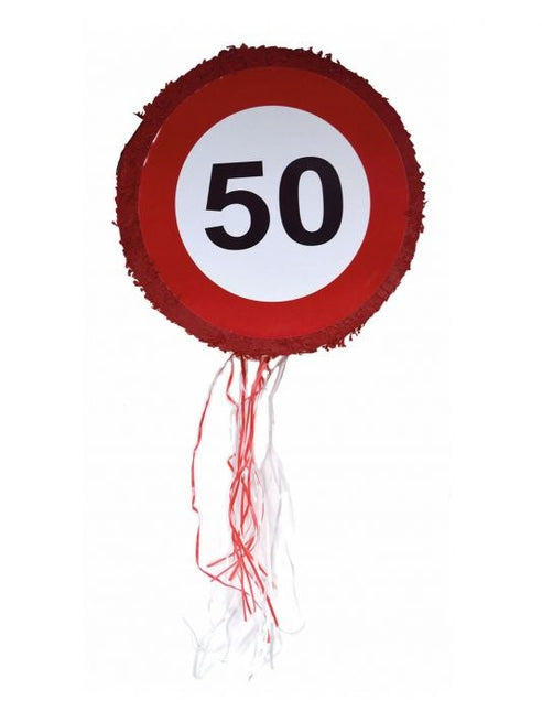 Feestbazaar Trekpiñata Verkeersbord 50 Jaar