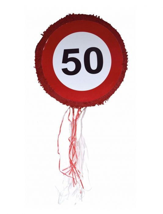 Feestbazaar Trekpiñata Verkeersbord 50 Jaar
