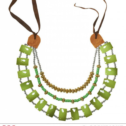 Feestbazaar Tribal ketting met groene stenen