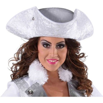 Feestbazaar Tricorn Hoed Wit Luxe