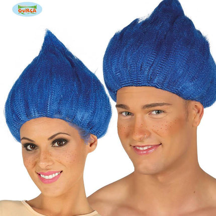 Feestbazaar Trol pruik blauw