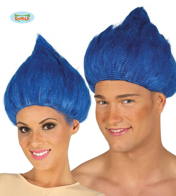 Feestbazaar Trol pruik blauw