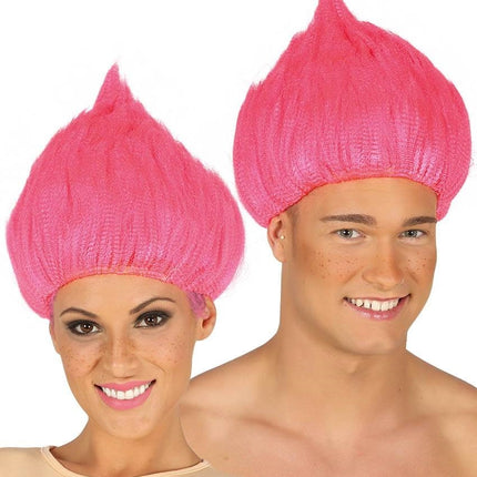 Feestbazaar Trol pruik Roze