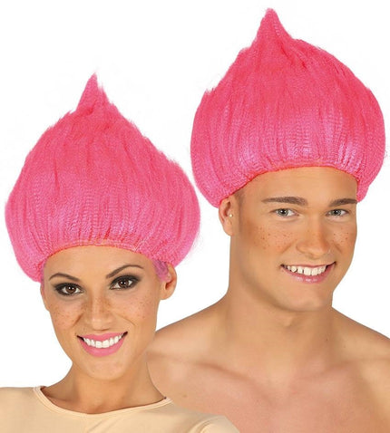 Feestbazaar Trol pruik Roze