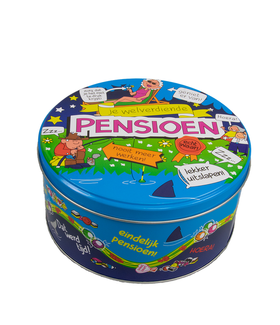 Feestbazaar Trommel pensioen (14x7,5 cm)