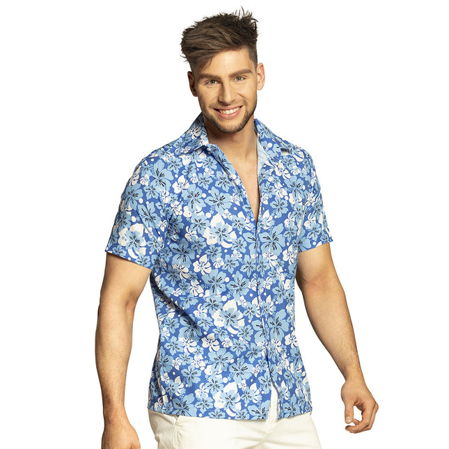 Feestbazaar Tropische Hawaii Blouse Blauw
