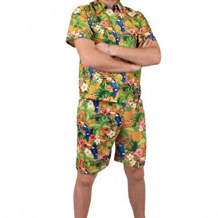Feestbazaar Tropische Korte Broek Hawaii Toekans Oranje