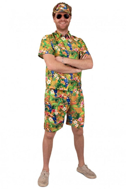 Feestbazaar Tropische Korte Broek Hawaii Toekans Oranje