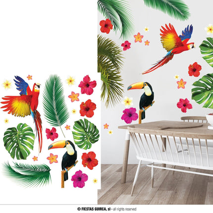 Feestbazaar Tropische Muursticker Set Toekan Hawaii