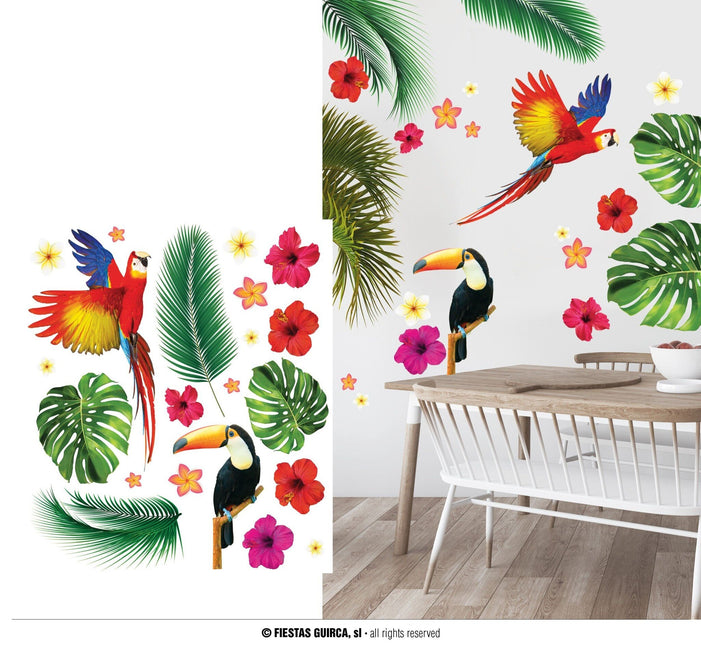 Feestbazaar Tropische Muursticker Set Toekan Hawaii