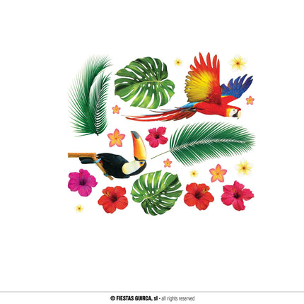 Feestbazaar Tropische Muursticker Set Toekan Hawaii