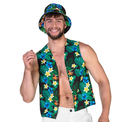 Feestbazaar Tropische Toerist Hoed En Vest Set