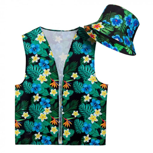 Feestbazaar Tropische Toerist Hoed En Vest Set