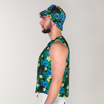 Feestbazaar Tropische Toerist Hoed En Vest Set