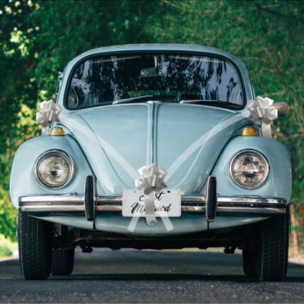 Feestbazaar Trouwauto Versiering Bruiloft 5-Delig Zilver