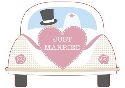 Feestbazaar Trouwkaart 'Just Married' Trouwauto