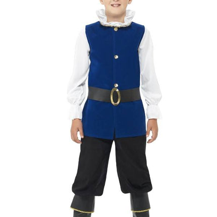 Feestbazaar Tudor jongen kostuum Royal Blue