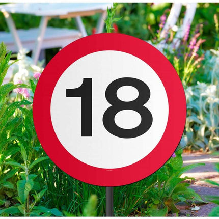 Feestbazaar Tuinbord Verkeersbord 18 jaar