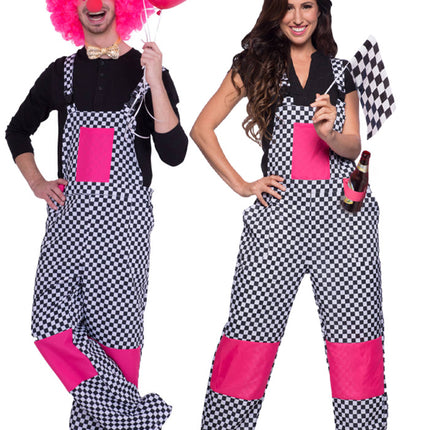 Feestbazaar Tuinbroek Geblokt zwart/wit Unisex