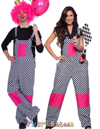 Feestbazaar Tuinbroek Geblokt zwart/wit Unisex