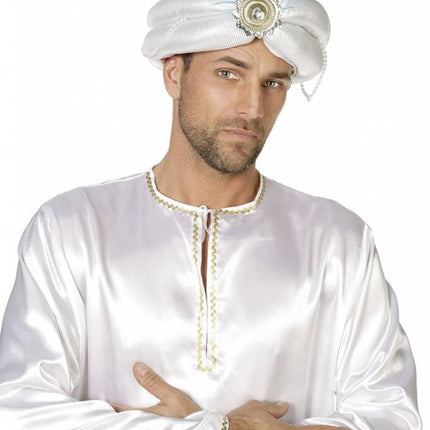 Feestbazaar Tulband hoofddoek Zilver Met Veer