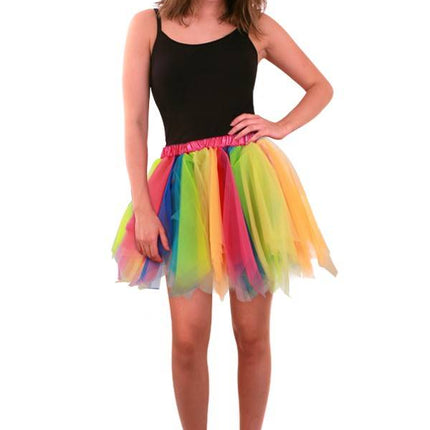Feestbazaar Tule rok regenboog dames