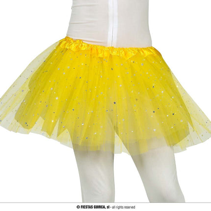 Feestbazaar Tutu Geel Met Zilveren Sterren Kind