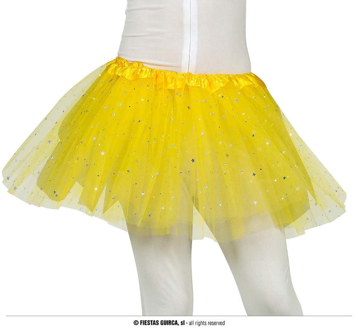 Feestbazaar Tutu Geel Met Zilveren Sterren Kind