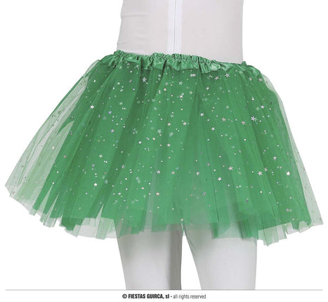 Feestbazaar Tutu Groen Met Zilveren Sterren Kind